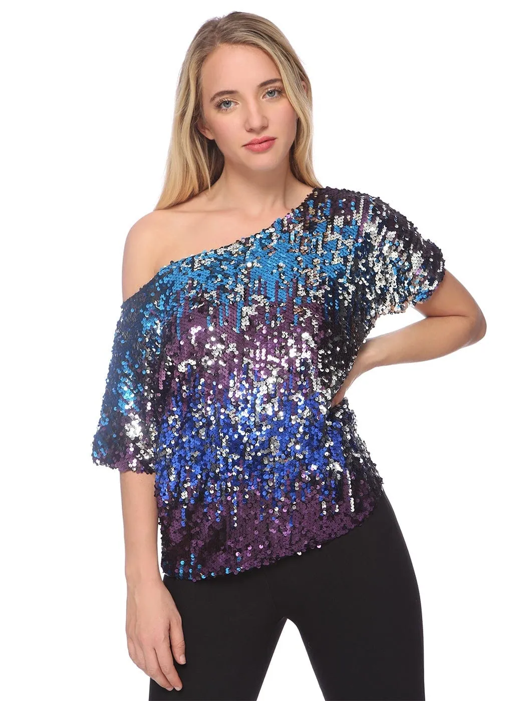 Glam Off-Shoulder Sequin Top