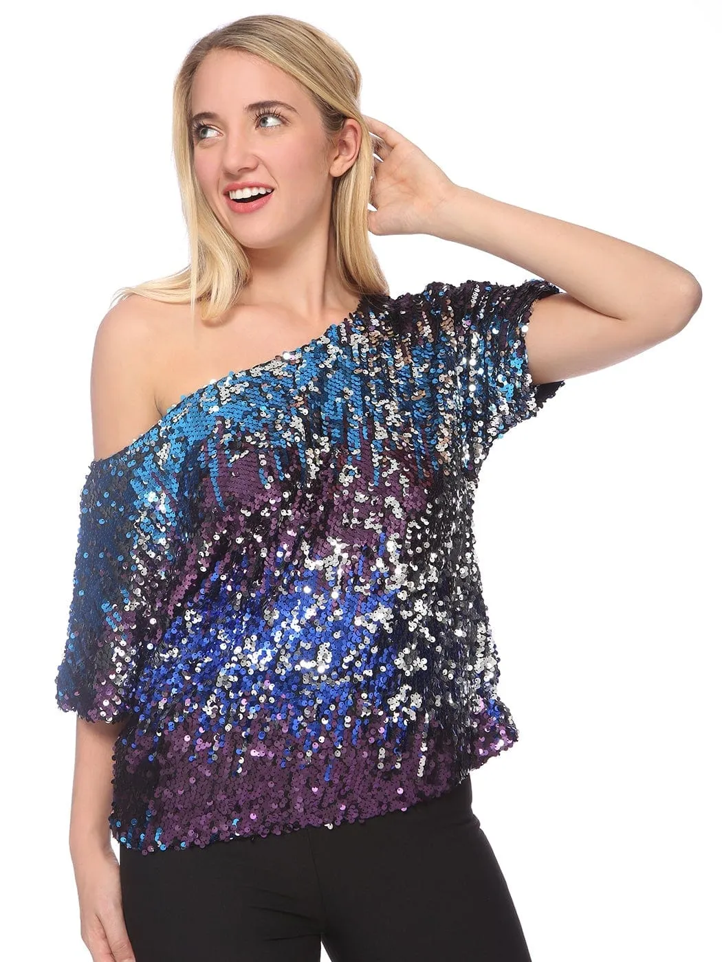 Glam Off-Shoulder Sequin Top