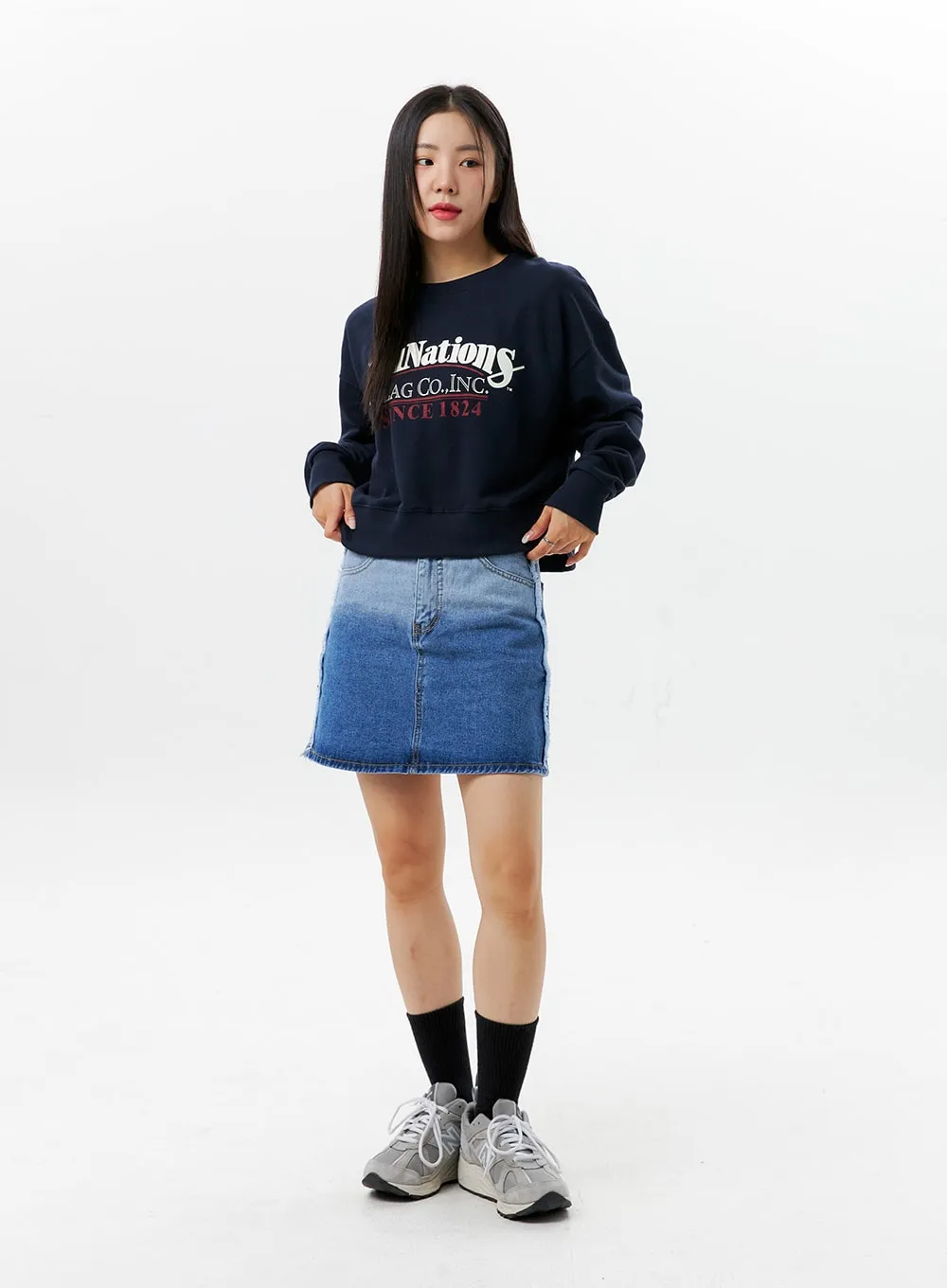 Gradient Denim Mini Skirt OG301