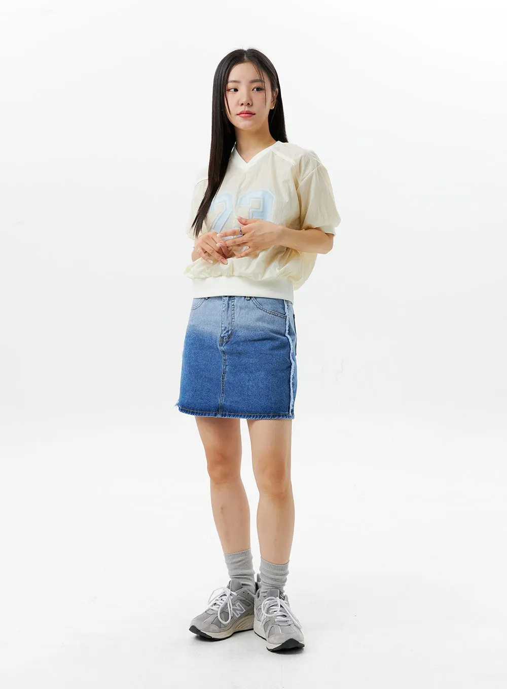 Gradient Denim Mini Skirt OG301