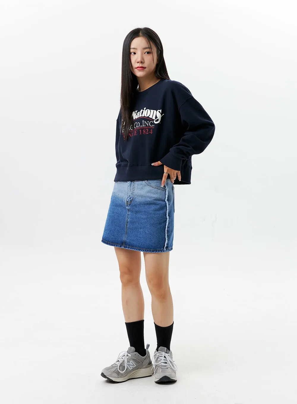 Gradient Denim Mini Skirt OG301