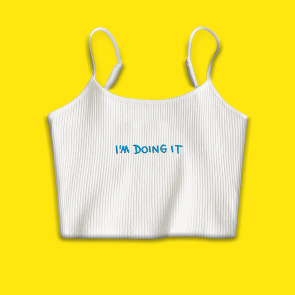 I'M DOING IT Embroidered Singlet Crop Top