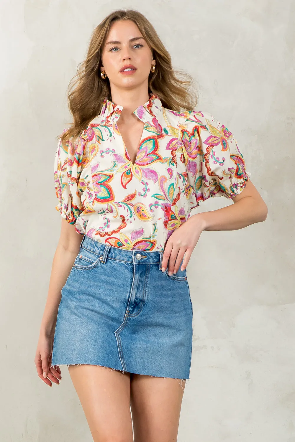 In Bloom V Neck Top