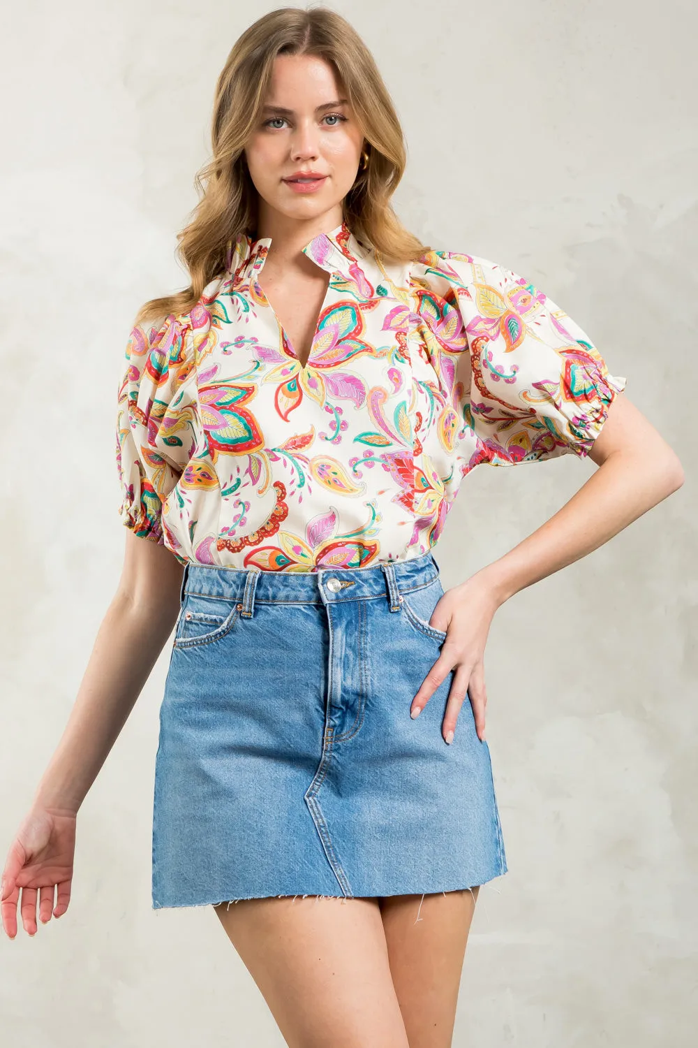 In Bloom V Neck Top