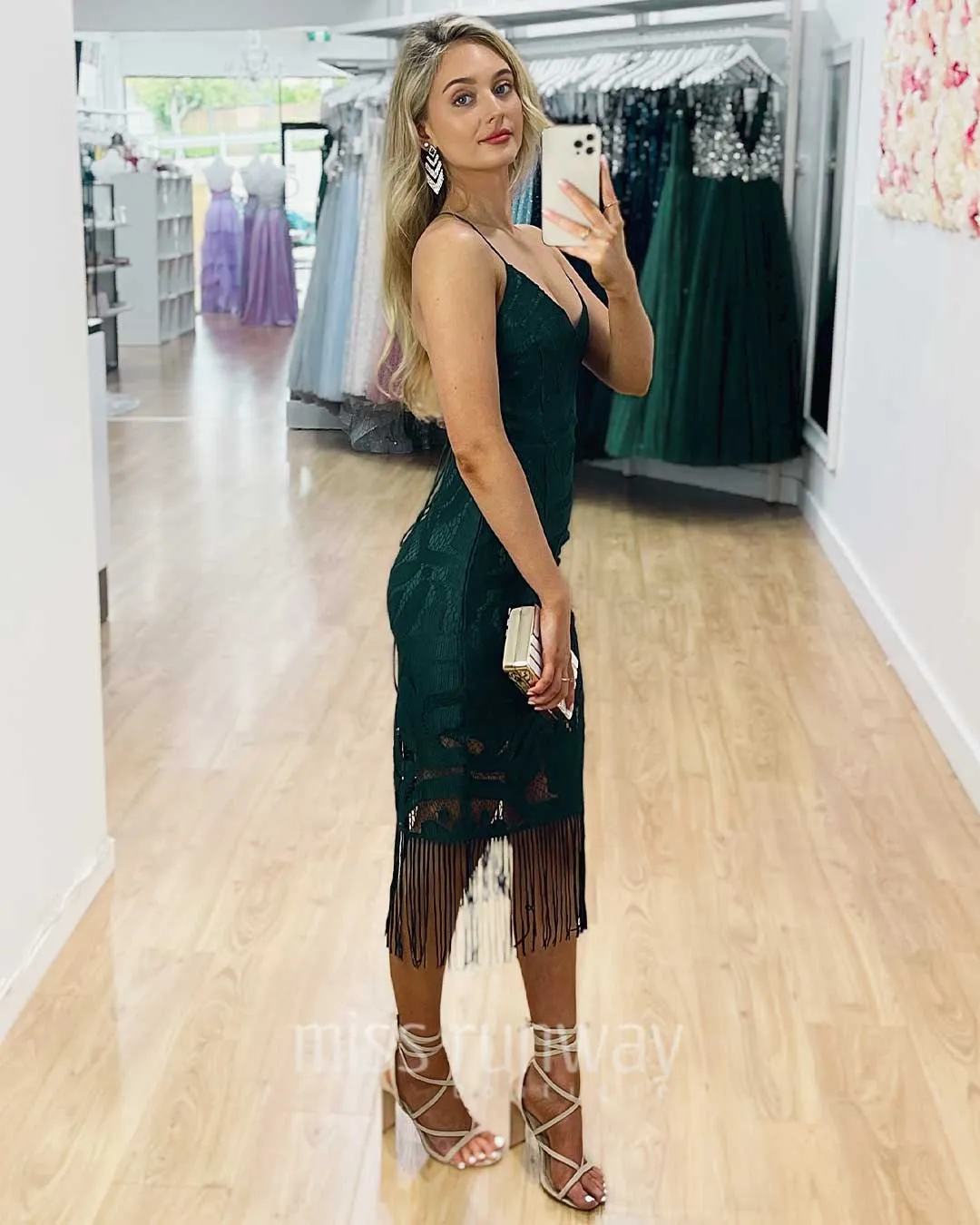 Khaleesi Lace Midi Dress - Emerald Green