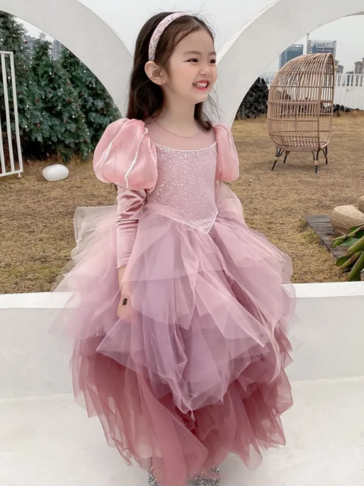 Living In A Dream Puff Sleeve Layered Tulle Dress