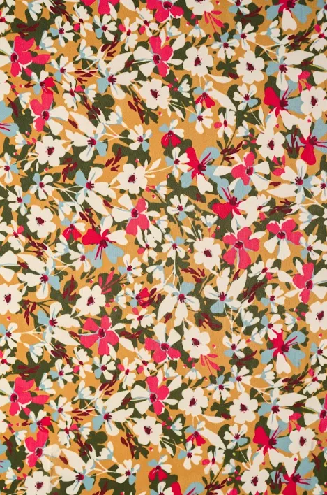 Lovely Multicolored Tiny Floral Pattern Printed Natural Crepe Silk Fabric