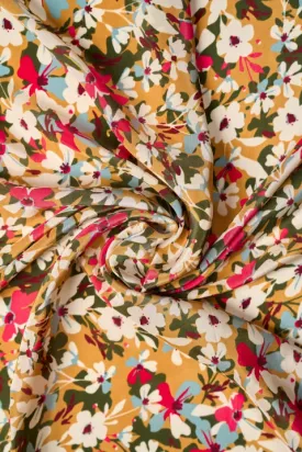 Lovely Multicolored Tiny Floral Pattern Printed Natural Crepe Silk Fabric