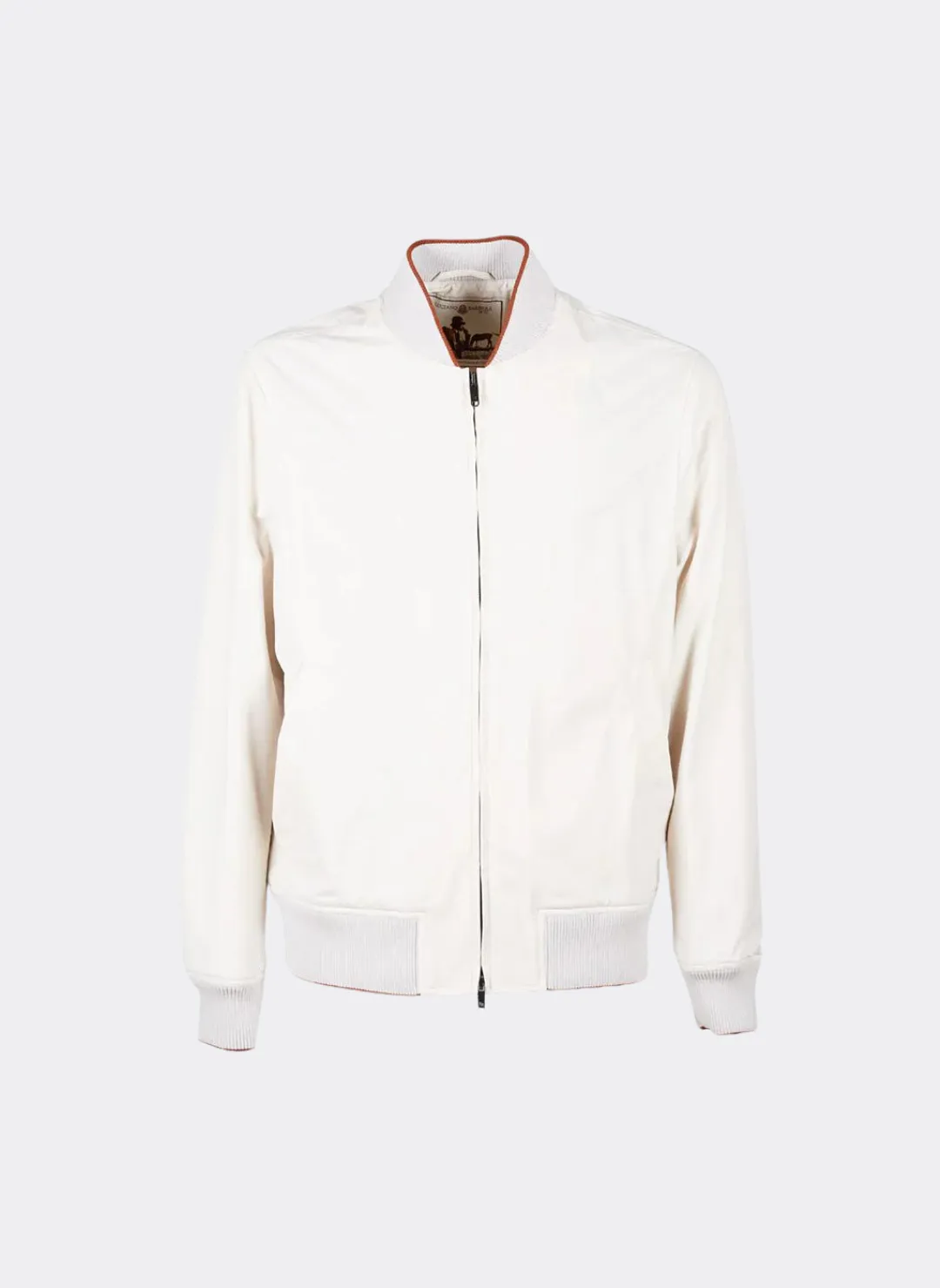 Luciano Barbera White Corduroy Bomber Jacket