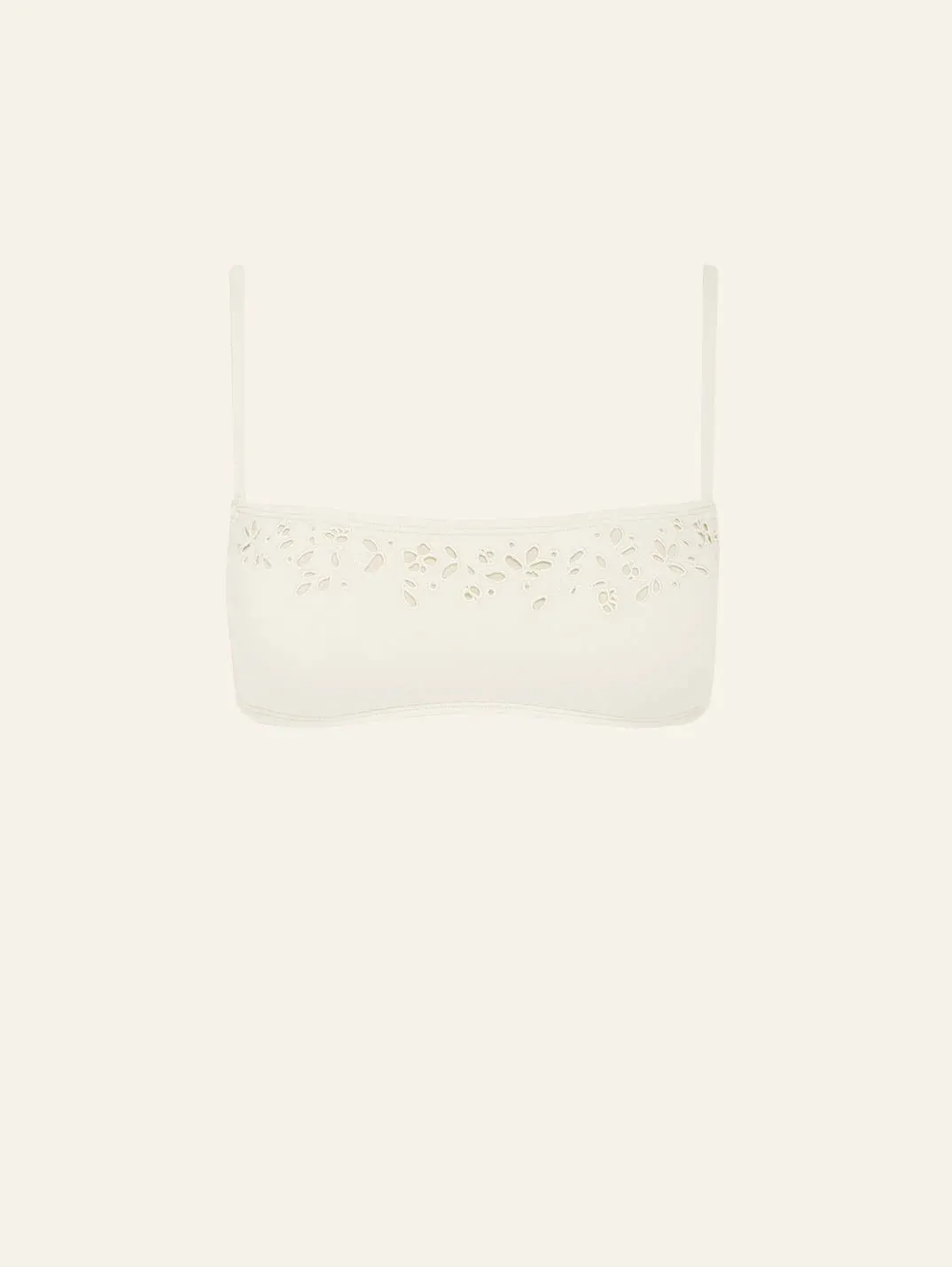 Memoir Embroidered Bandeau Crop Creme