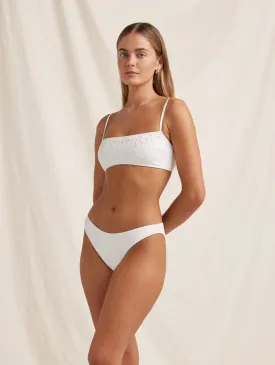 Memoir Embroidered Bandeau Crop Creme