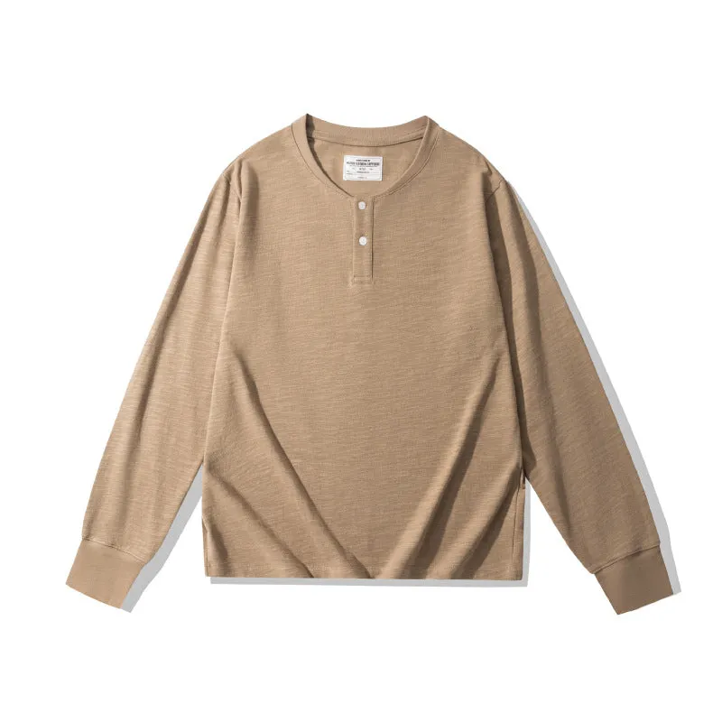 Men's heavy 320g solid color long sleeves