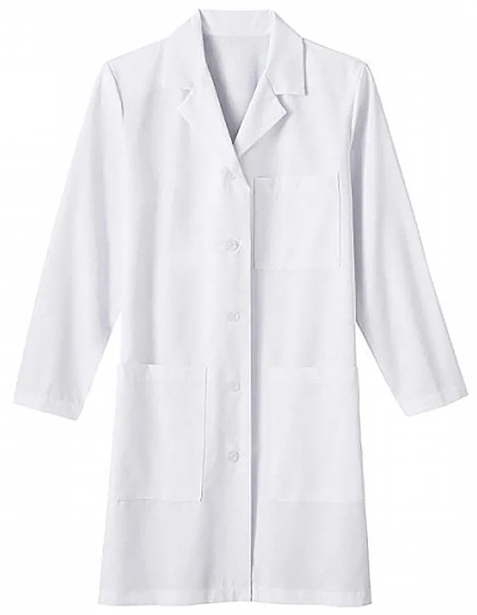 Meta 37 Inch Women's Notched Collar Long Lab Coat