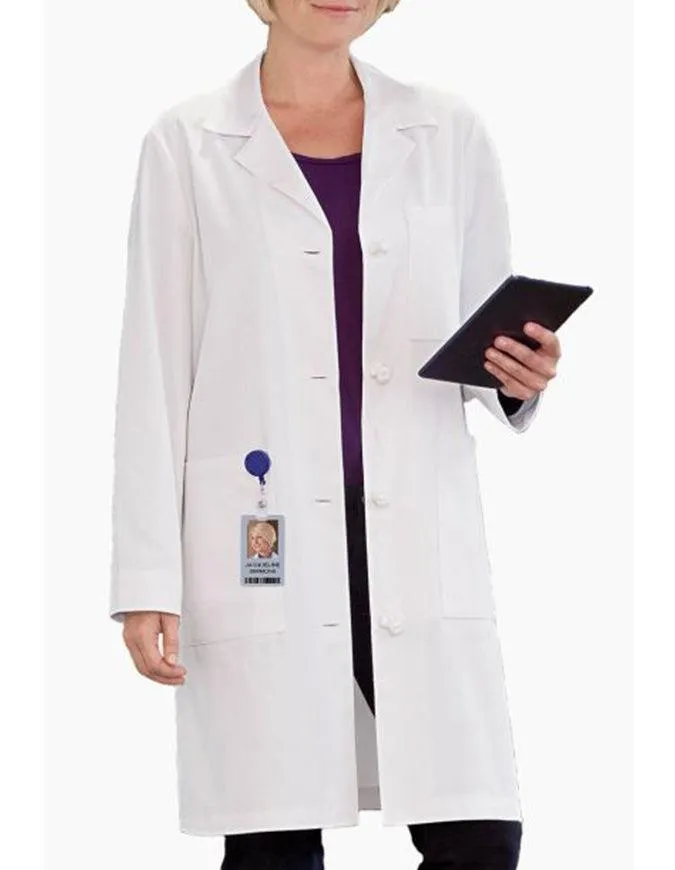 Meta Women's 38 Inches Knot Button iPad Pocket Long Lab coat