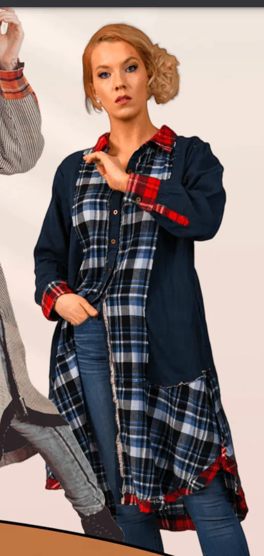 Mixed Plaid Shirt Dress by The PaperLace