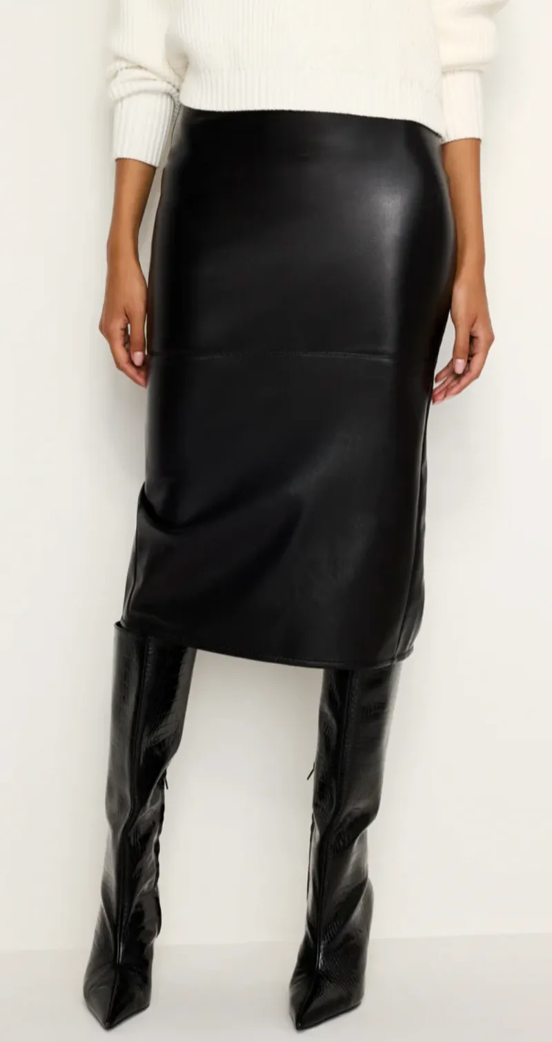 NEW!! Better Than Leather Midi Skirt in Black by Good American