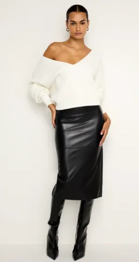 NEW!! Better Than Leather Midi Skirt in Black by Good American