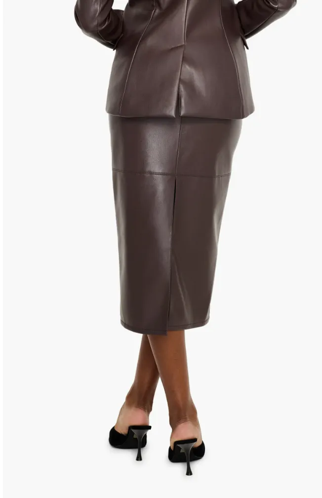 NEW!! Better Than Leather Midi Skirt in Brown by Good American