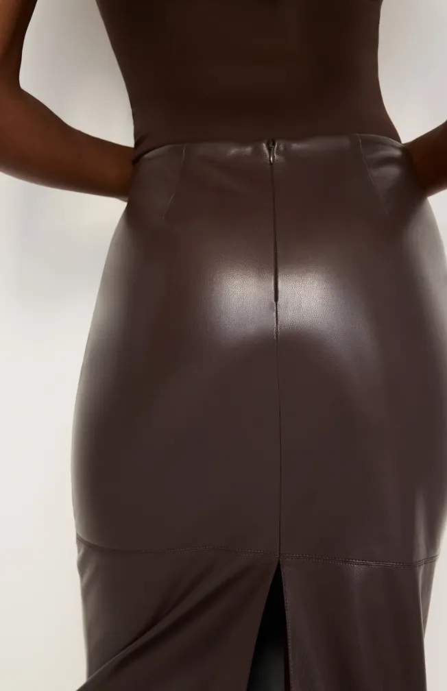 NEW!! Better Than Leather Midi Skirt in Brown by Good American