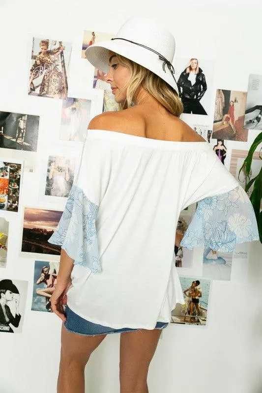 Off Shoulder Ruffle Sleeve Top