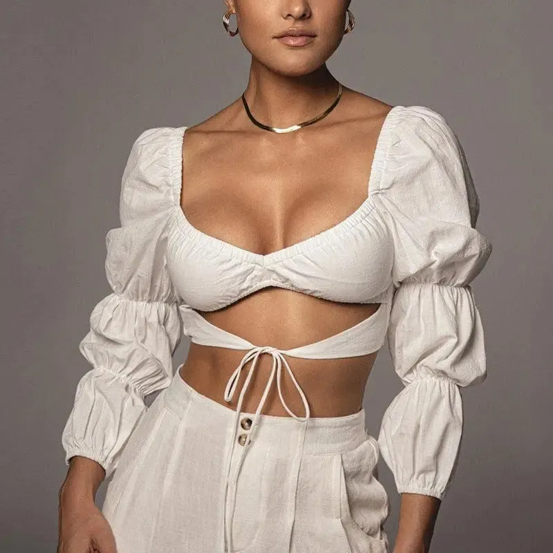 Off Shoulder Wrap Crop Top