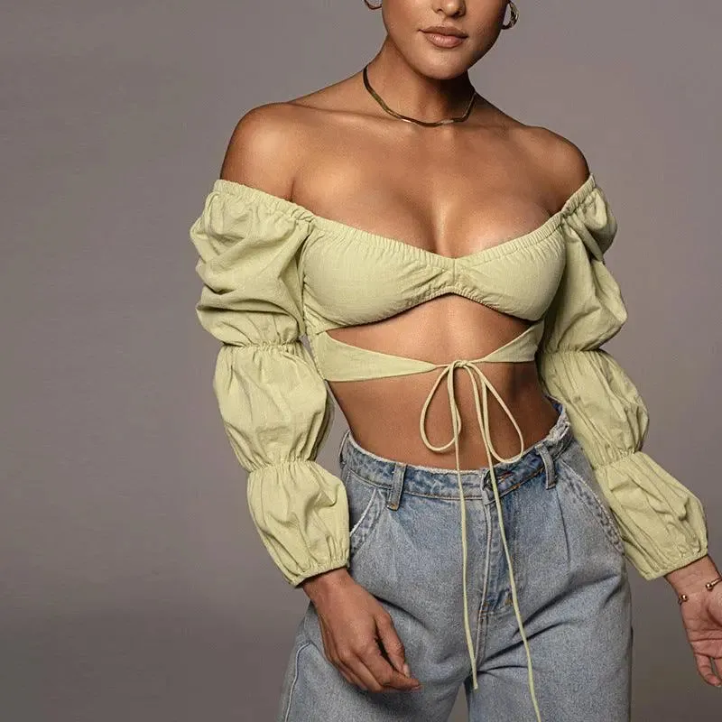 Off Shoulder Wrap Crop Top