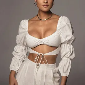 Off Shoulder Wrap Crop Top