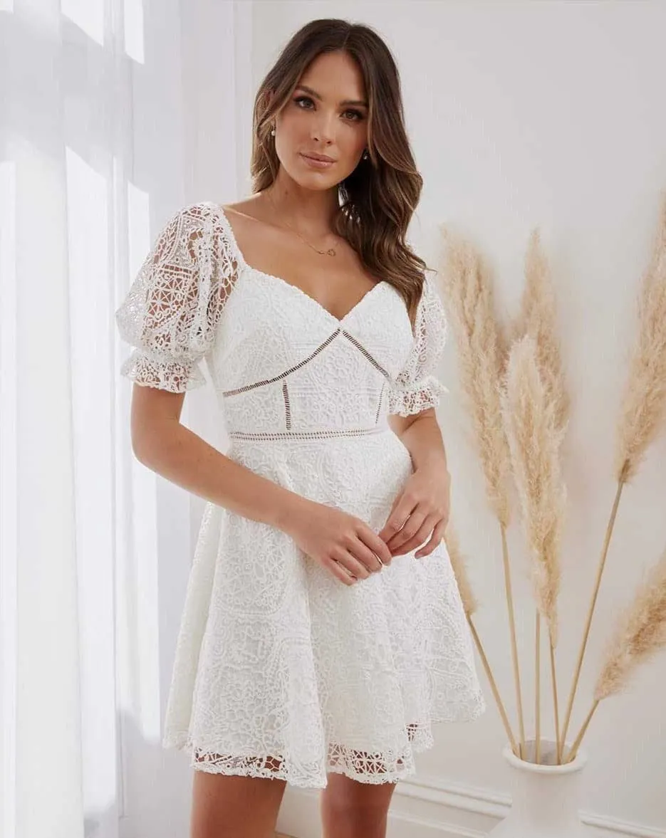 Pia Lace Dress - White