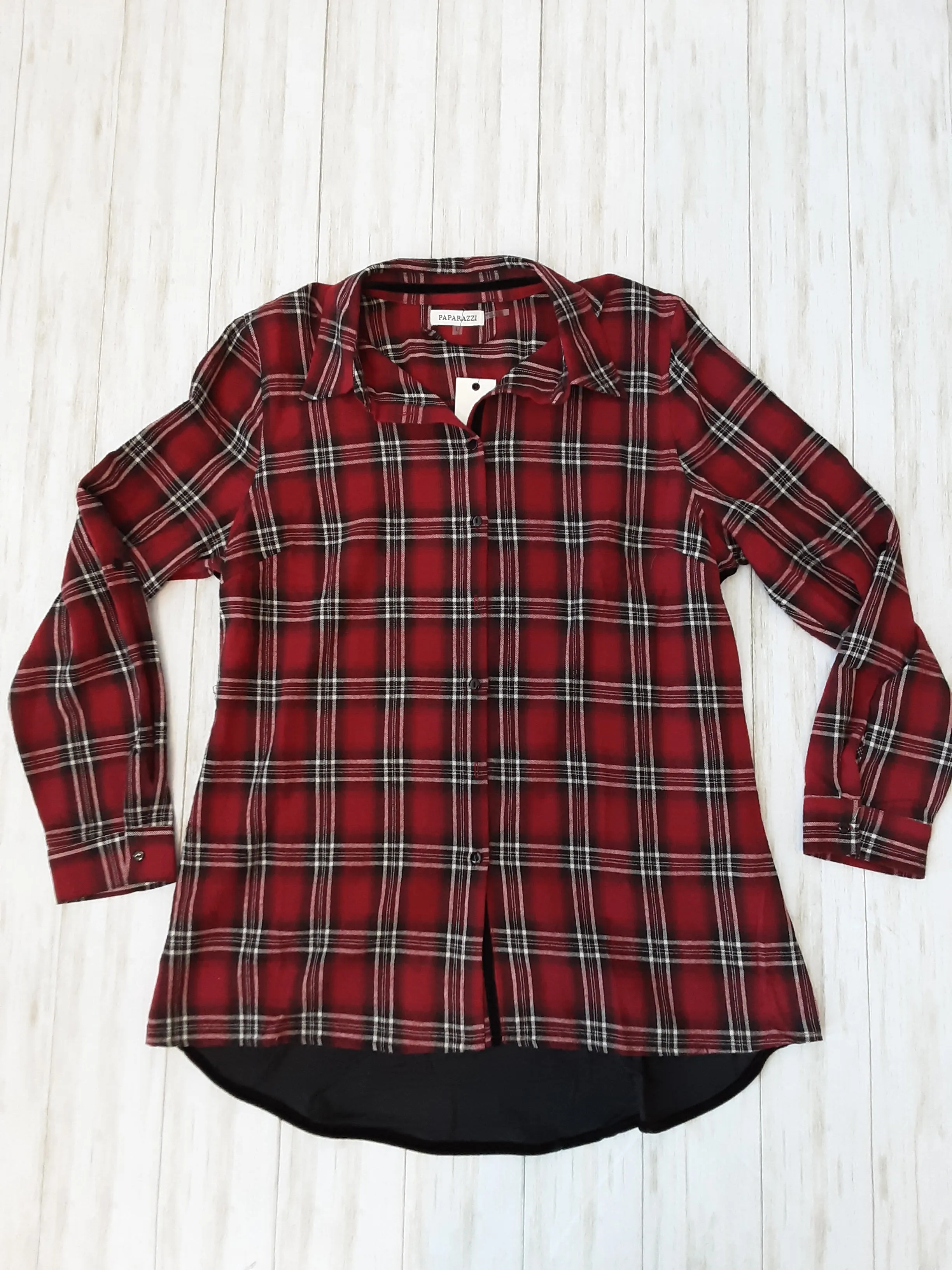 Plaid and Velvet Embroidered Long Sleeve Shirt