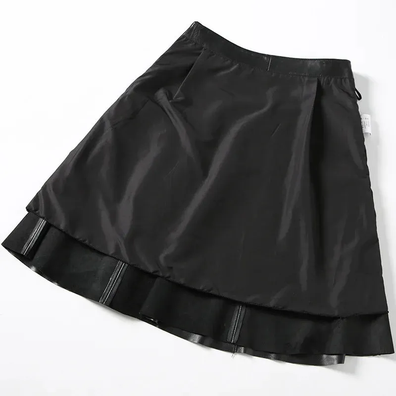 Plus Size Genuine Leather Skirt