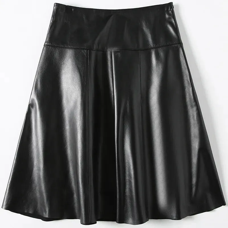 Plus Size Genuine Leather Skirt