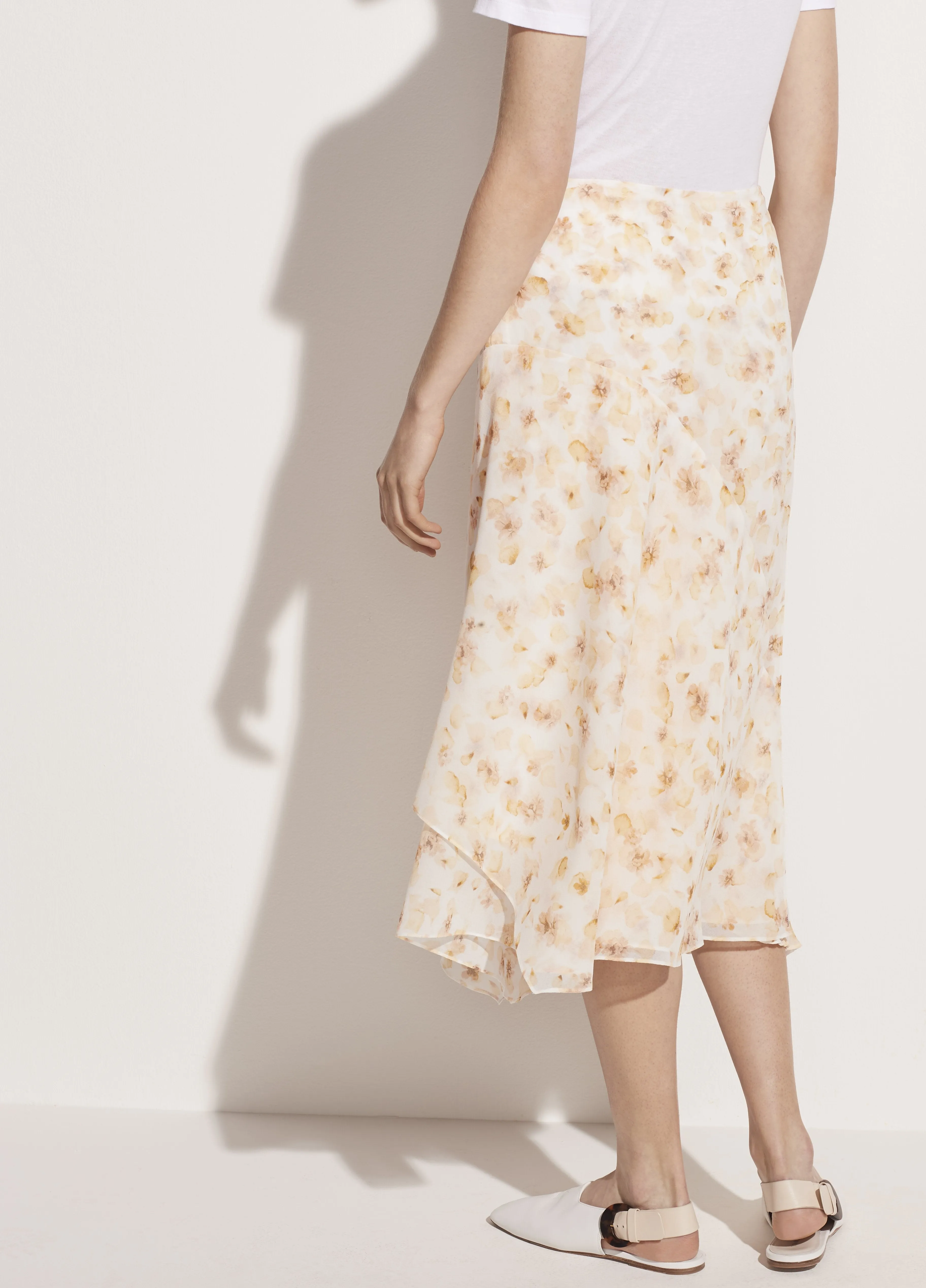 Pressed Petal Panel Skirt in Off White