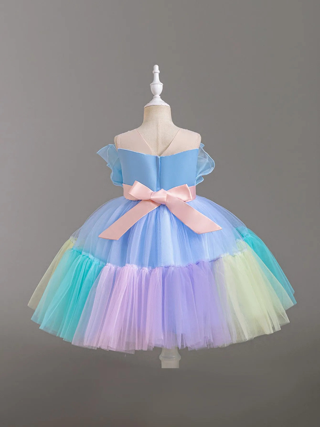 Princess dress gradient color mesh skirt small children's skirt bow dress