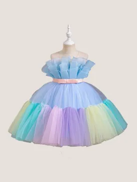 Princess dress gradient color mesh skirt small children's skirt bow dress