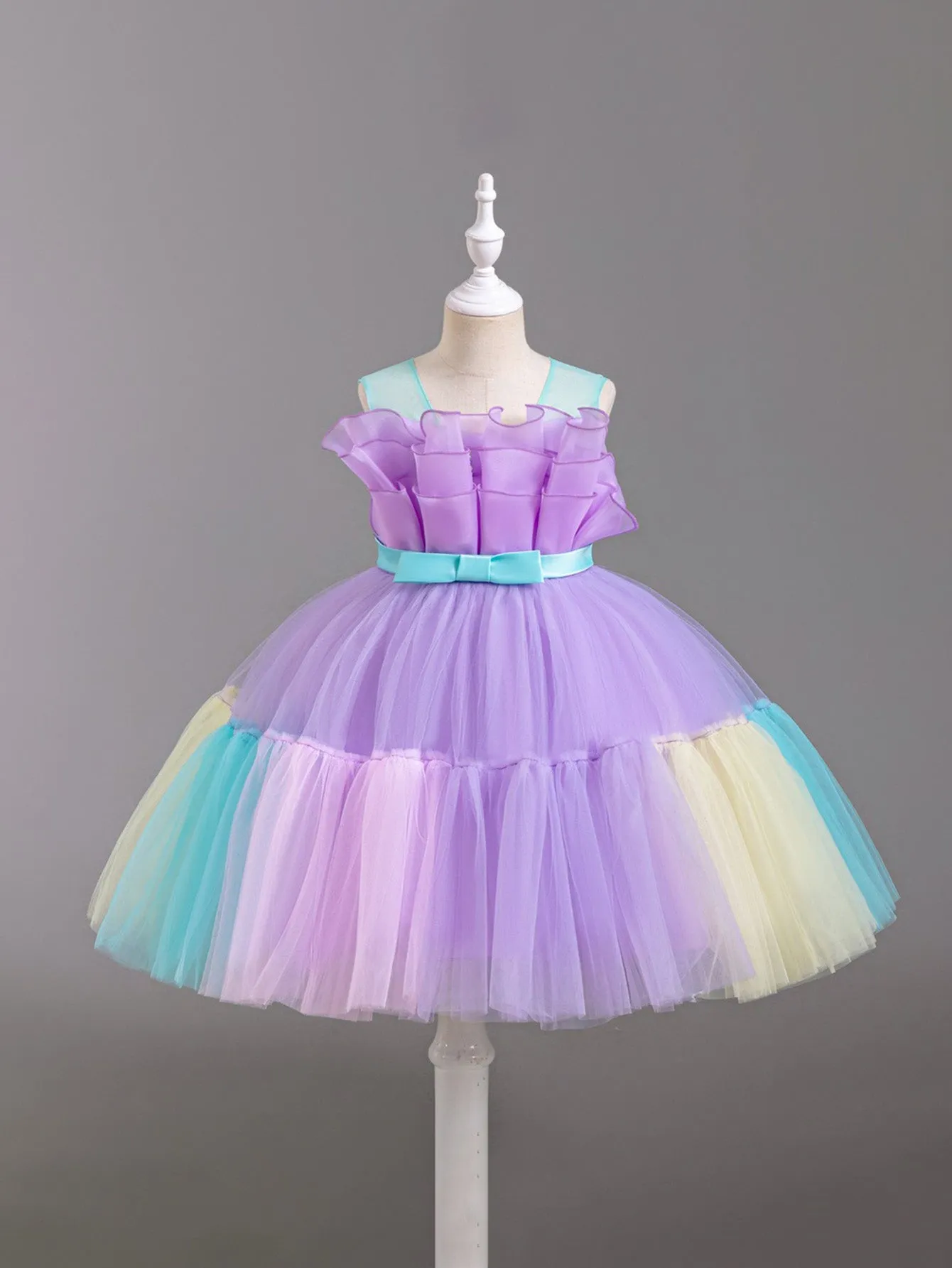 Princess dress gradient color mesh skirt small children's skirt bow dress