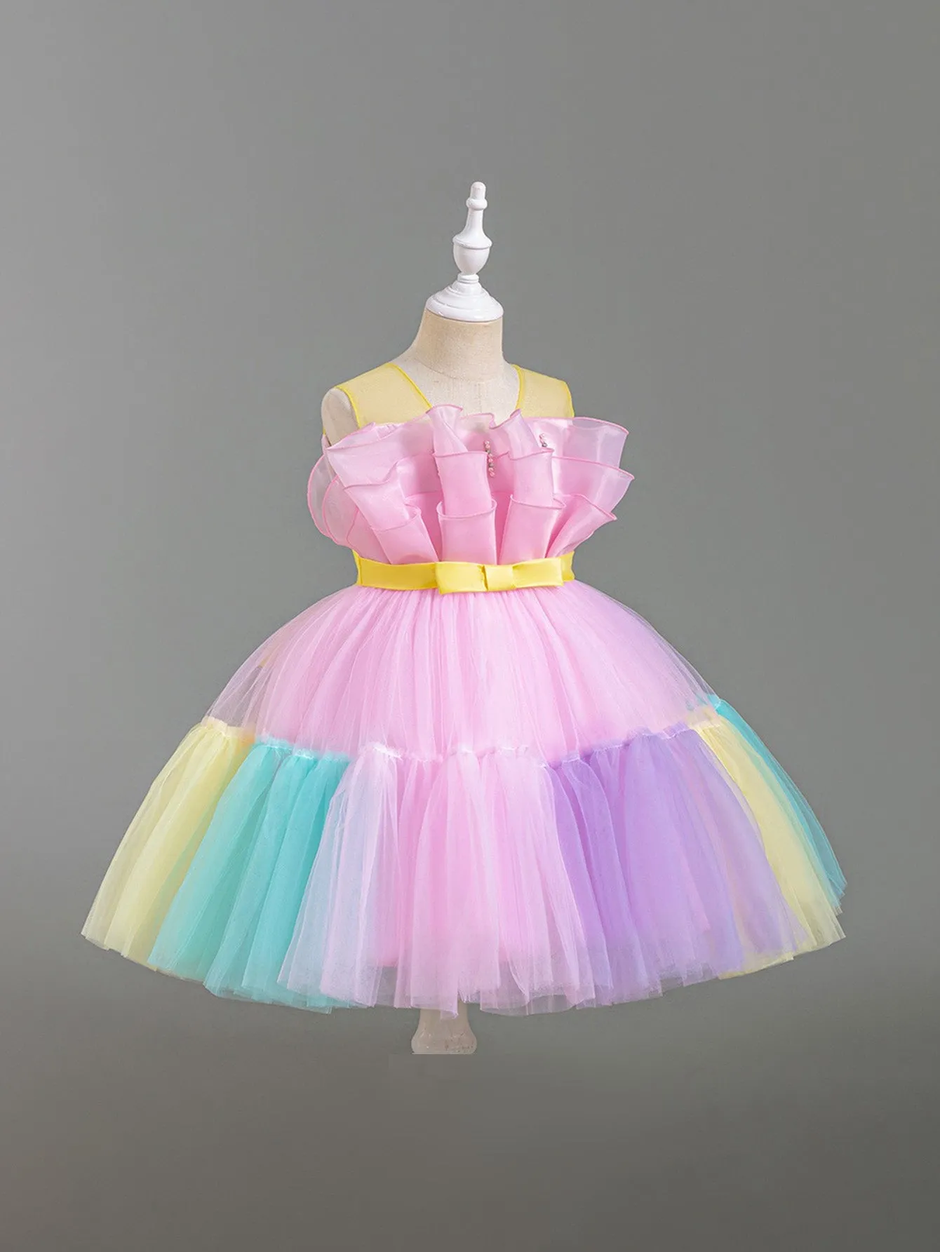 Princess dress gradient color mesh skirt small children's skirt bow dress