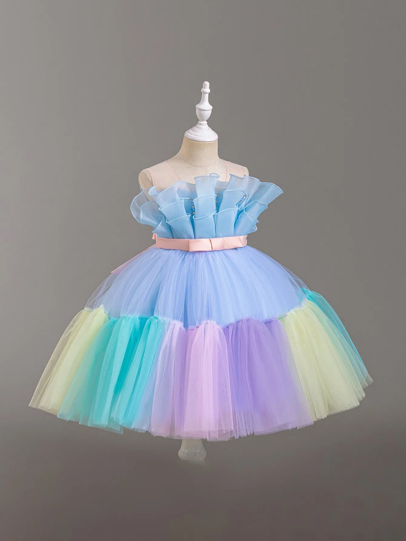 Princess dress gradient color mesh skirt small children's skirt bow dress