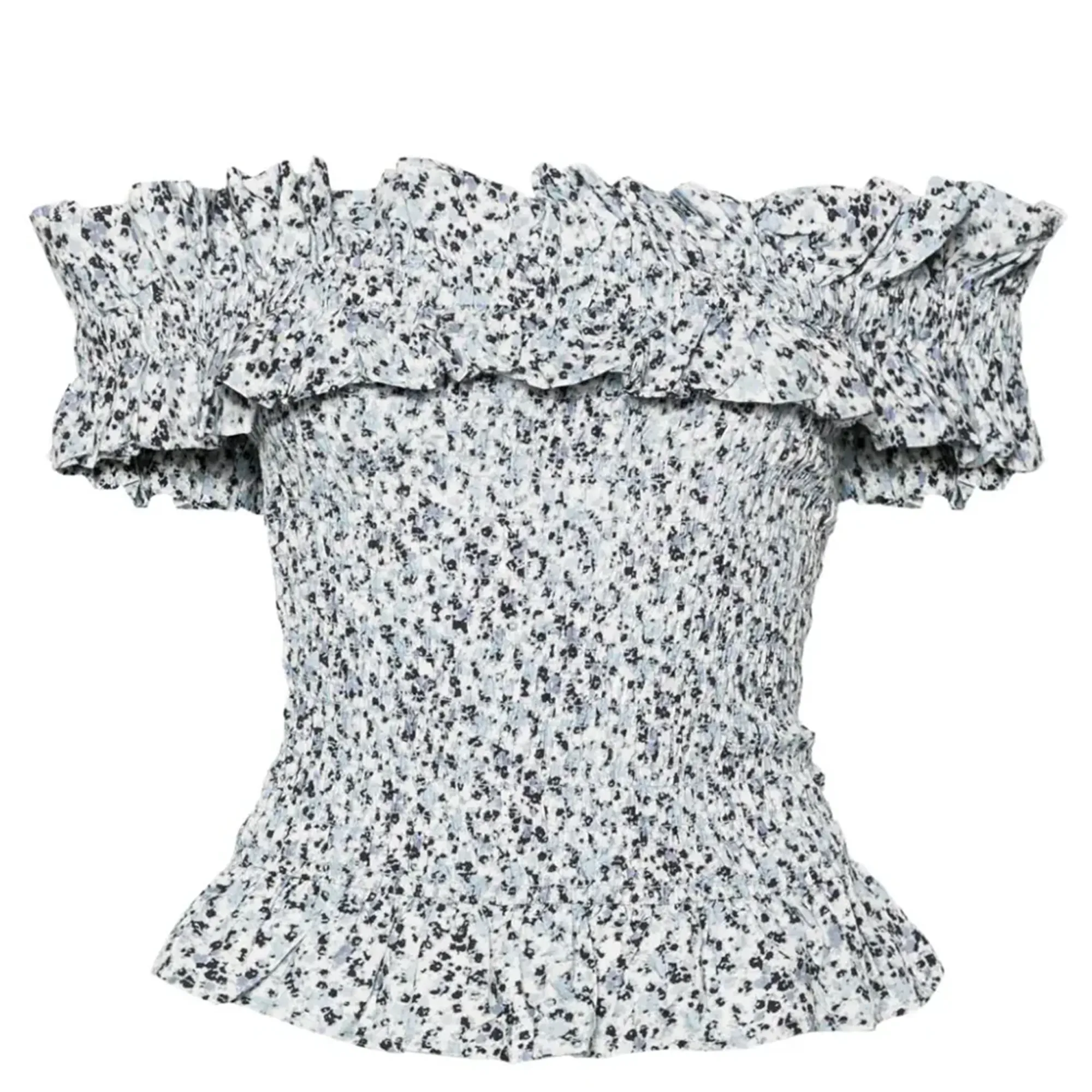 Printed Cotton Off-Shoulder Top