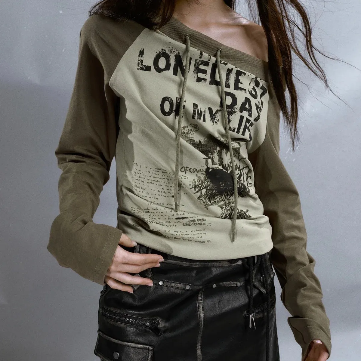 "Loneliest Day Of My Life" Off-Shoulder Sweatshirt