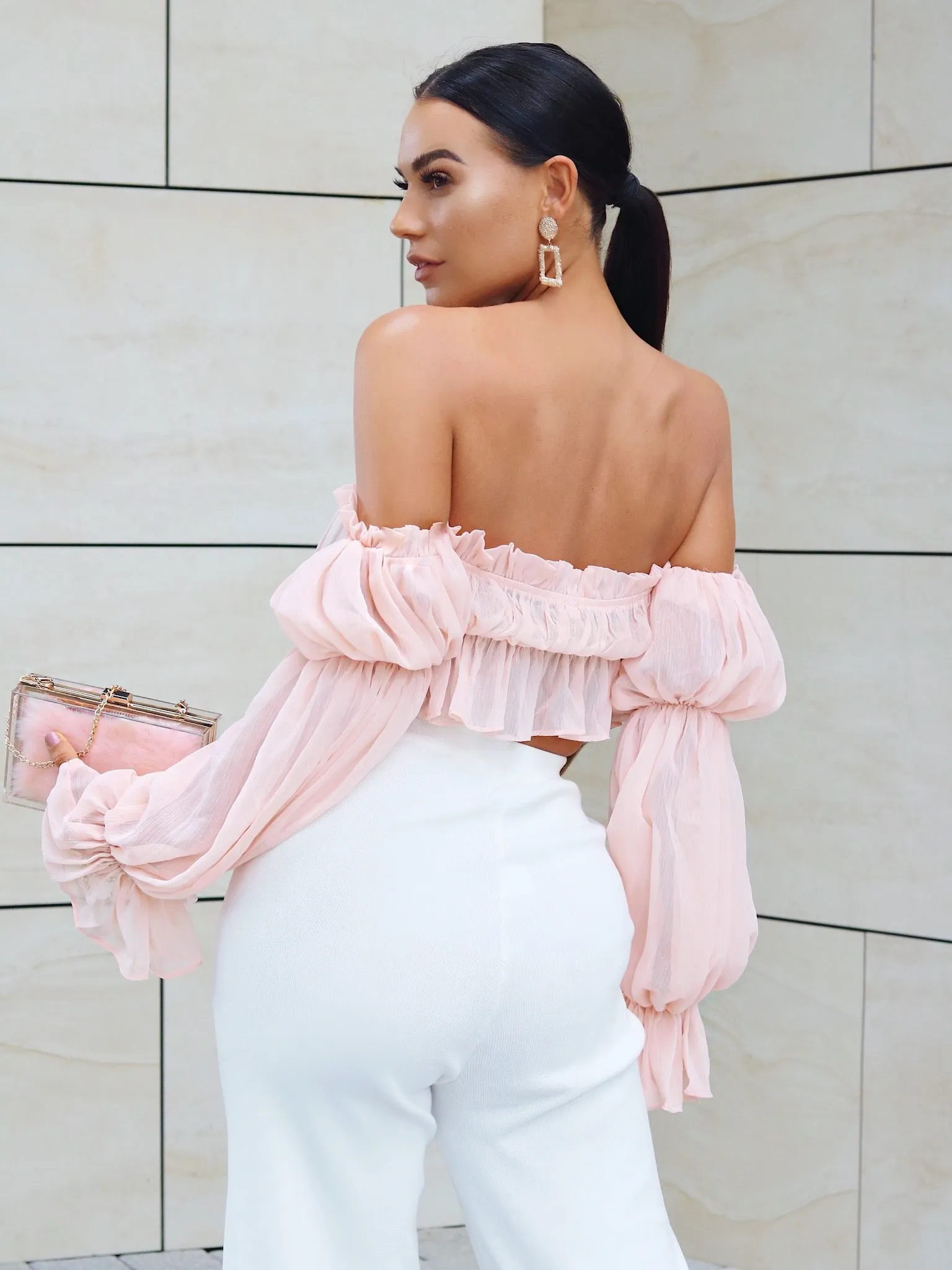 Ruched Detail Off Shoulder Crop Top