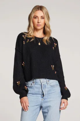 SAL Black Embroidered Charm Sweater