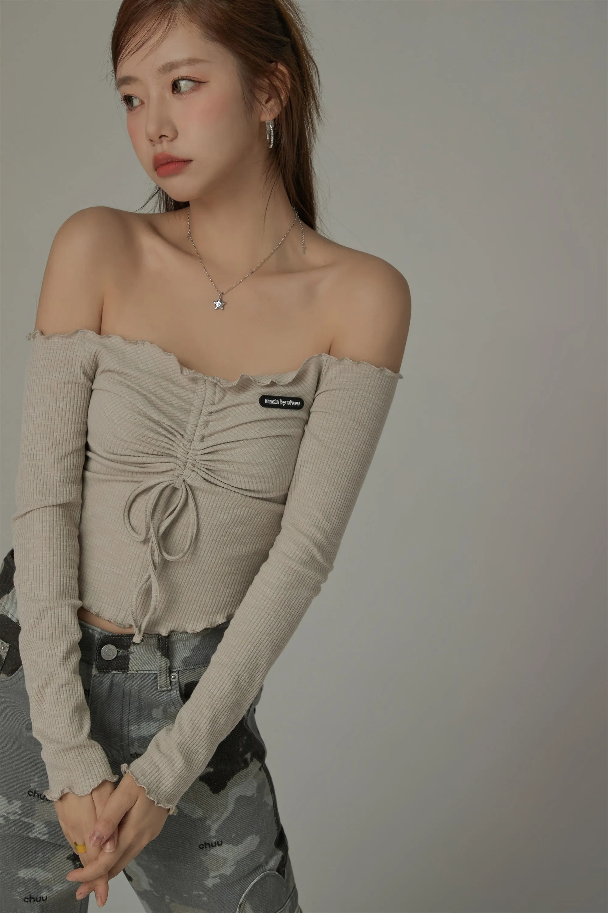 Shirring Off-Shoulder Top