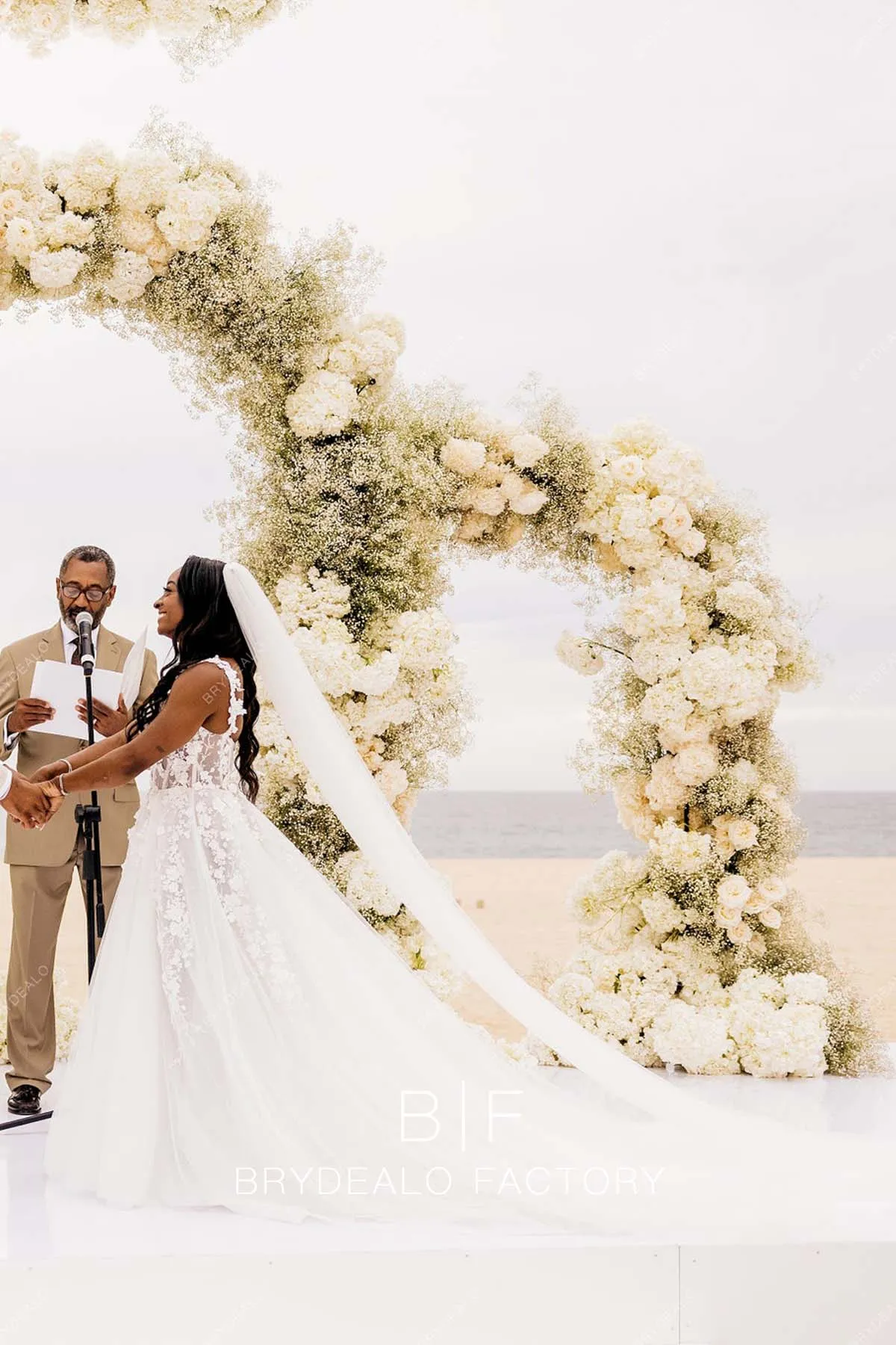 Simone Biles Modern Corset Lace Tulle Slit A-line Wedding Dress