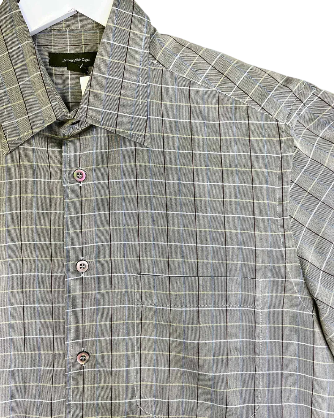 Size L - Ermenegildo Zegna Grey Check Shirt