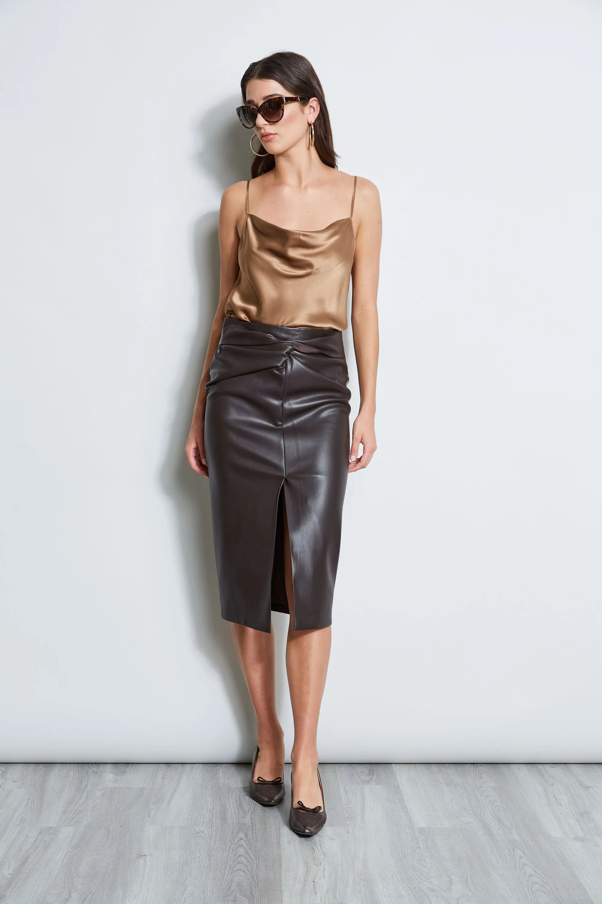 Twist Vegan Leather Skirt