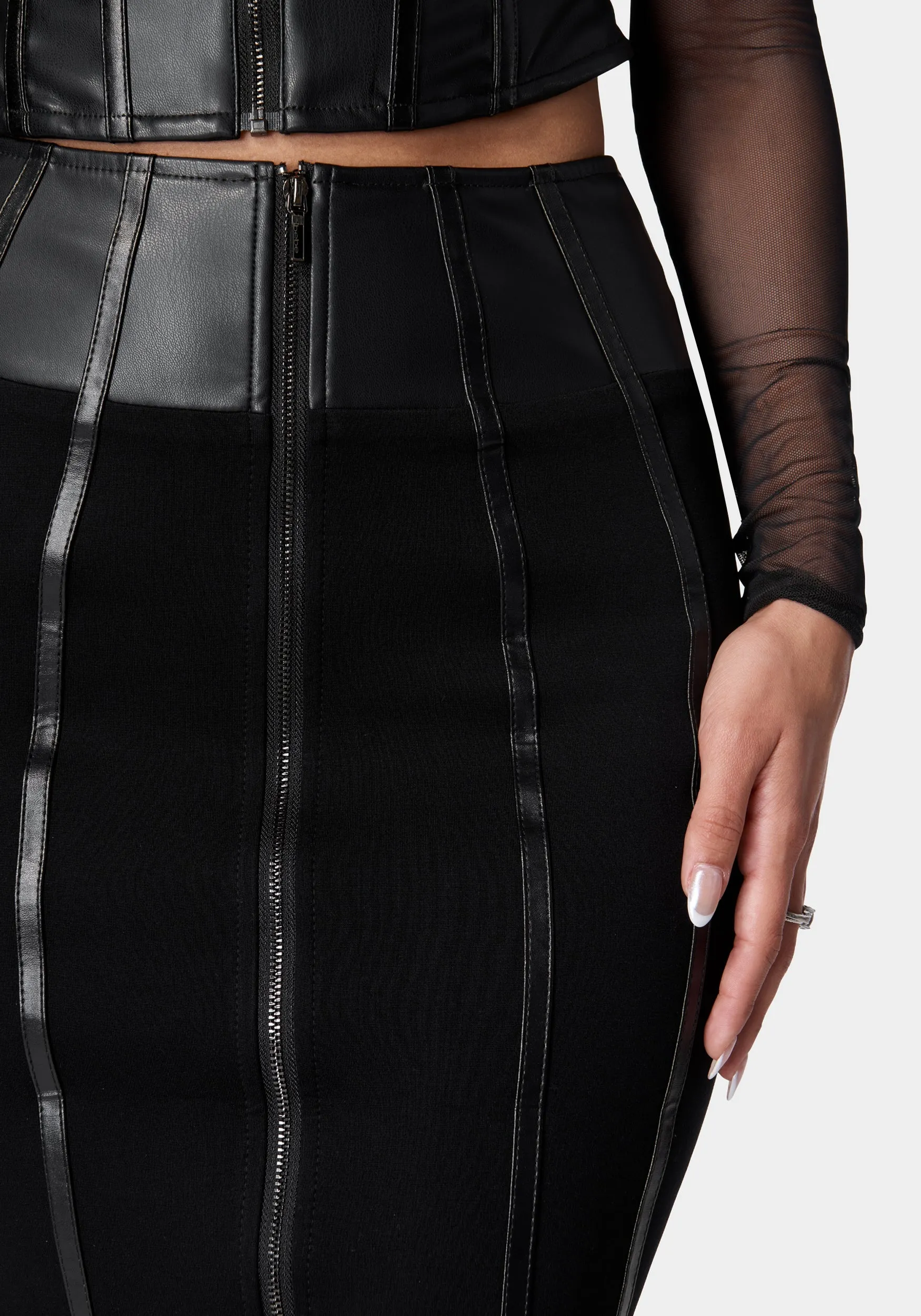 Vegan Leather Combo Pdr Skirt