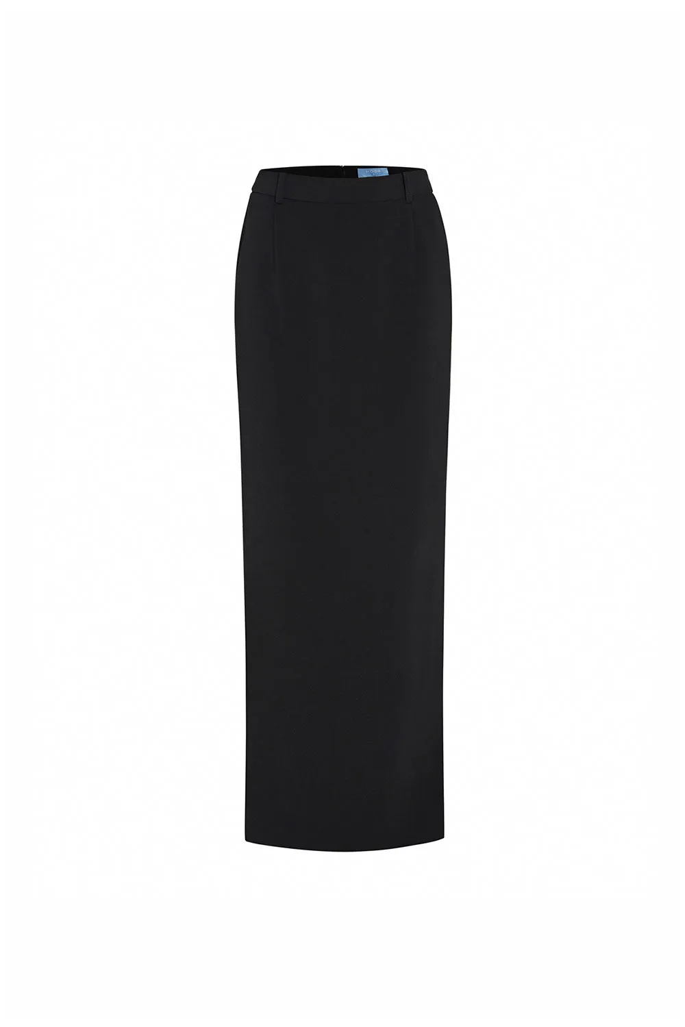 Vespera Straight Back Slit Twill Ankle Length Skirt