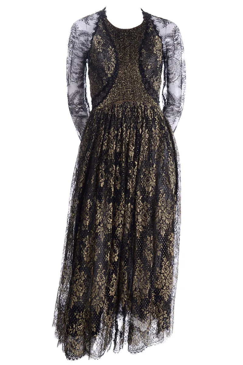 Vintage Geoffrey Beene Rare Black Lace Evening Dress