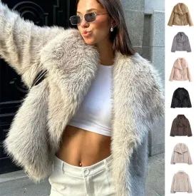 Winter Plush Coat Fashion Thicken Lapel Outwear Casual Long Sleeve Tops Womens Clothing Winter Coat