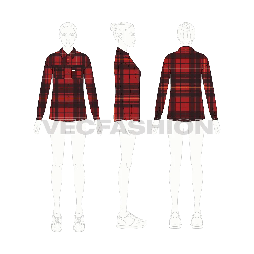 Women's Oversized Plaid Winter Shirt